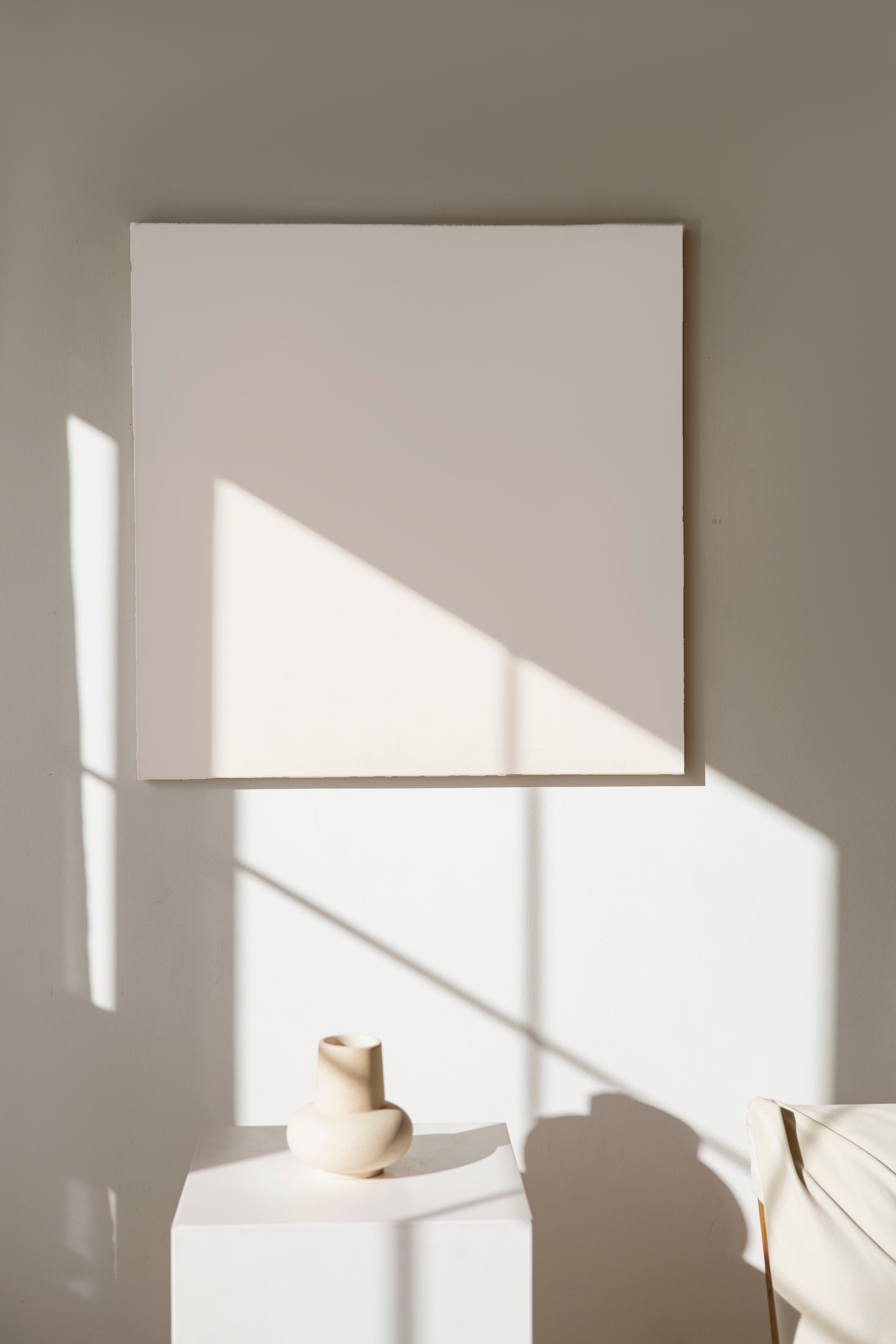 Empty Canvas Hanging on Wall in Art Gallery